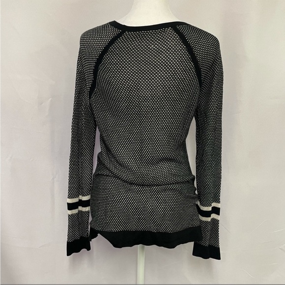 rag & bone Jeans Black/White Martina Long Sleeve  Mesh Layered Shirt Sz XS EUC - Picture 8 of 13